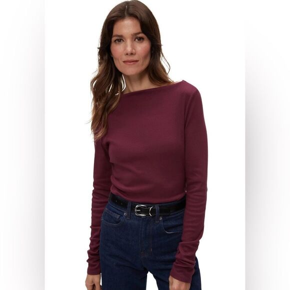Michael Stars Burgundy Long Sleeve Top size S - Picture 1 of 4